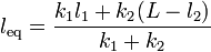 l_\mathrm{eq} = \frac{k_1 l_1+k_2(L-l_2)}{k_1+k_2}