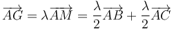 \overrightarrow{AG}=\lambda\overrightarrow{AM}=\frac{\lambda}{2}\overrightarrow{AB}+\frac{\lambda}{2}\overrightarrow{AC}