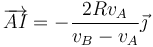 \overrightarrow{AI}=-\frac{2Rv_A}{v_B-v_A}\vec{\jmath}