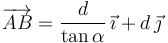 \overrightarrow{AB} = \dfrac{d}{\tan\alpha}\,\vec{\imath} + d\,\vec{\jmath} 