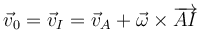 \vec{v}_0=\vec{v}_I=\vec{v}_A+\vec{\omega}\times\overrightarrow{AI}