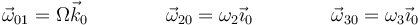 \vec{\omega}_{01}=\Omega\vec{k}_0\qquad\qquad \vec{\omega}_{20}=\omega_2\vec{\imath}_0\qquad\qquad\vec{\omega}_{30}=\omega_3\vec{\imath}_0