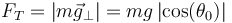 F_T = |m\vec{g}_\perp|=mg\left|\cos(\theta_0)\right|