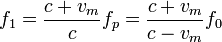 f_1=\frac{c+v_m}{c}f_p = \frac{c+v_m}{c-v_m}f_0