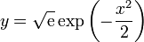 y = \sqrt{\mathrm{e}}\exp\left(-\frac{x^2}{2}\right)