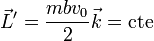 \vec{L}'=\frac{mbv_0}{2}\vec{k}=\mathrm{cte}
