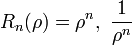 R_n(\rho)=\rho^n,\ \frac{1}{\rho^n}