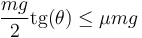 \frac{mg}{2}\mathrm{tg}(\theta) \leq \mu mg