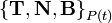 \left\{\mathbf{T}\mathrm{,}\,\mathbf{N}\mathrm{,}\,\mathbf{B}\right\}_{P(t)}