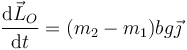 \frac{\mathrm{d}\vec{L}_O}{\mathrm{d}t}=(m_2-m_1)bg\vec{\jmath}