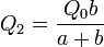 Q_2 = \frac{Q_0b}{a+b}