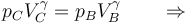 p_CV_C^\gamma =p_BV_B^\gamma\qquad\Rightarrow\qquad