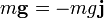 m\mathbf{g} =-mg\mathbf{j}