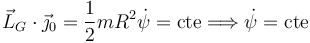 
\vec{L}_G\cdot\vec{\jmath}_0 = \dfrac{1}{2}mR^2\dot{\psi}=\mathrm{cte} \Longrightarrow \dot{\psi}=\mathrm{cte}
