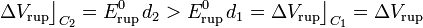 \Delta V_\mathrm{rup}\big\rfloor_{C_2}=E_\mathrm{rup}^0 \!\ d_2>E_\mathrm{rup}^0 \!\ d_1=\Delta V_\mathrm{rup}\big\rfloor_{C_1}=\Delta V_\mathrm{rup}