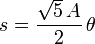 s = \frac{\sqrt{5}\, A}{2}\,\theta