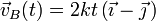 \vec{v}_B(t)=2kt\!\ \big(\vec{\imath}- \vec{\jmath}\!\ \big)