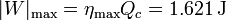 |W|_\mathrm{max}=\eta_\mathrm{max}Q_c = 1.621\,\mathrm{J}