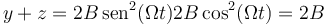 y + z= 2B\,\mathrm{sen}^2(\Omega t) 2B\cos^2(\Omega t) = 2B