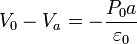 V_0-V_a=-\frac{P_0a}{\varepsilon_0}
