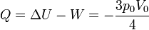 Q = \Delta U - W = -\frac{3p_0V_0}{4}