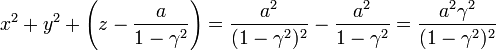 x^2+y^2+\left(z-\frac{a}{1-\gamma^2}\right)  = \frac{a^2}{(1-\gamma^2)^2}-\frac{a^2}{1-\gamma^2}=\frac{a^2\gamma^2}{(1-\gamma^2)^2}