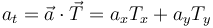 a_t=\vec{a}\cdot\vec{T}=a_xT_x+a_yT_y