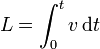L = \int_0^t v\,\mathrm{d}t