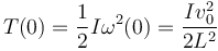 
T(0) = \dfrac{1}{2}I\omega^2(0) = \dfrac{Iv_0^2}{2L^2}
