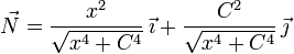 \vec{N}=\dfrac{x^2}{\sqrt{x^4+C^4}}\,\vec{\imath} + \dfrac{C^2}{\sqrt{x^4+C^4}}\,\vec{\jmath}