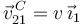 \vec{v}^{\,C}_{21}=v\,\vec{\imath}_1\,