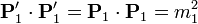 \mathbf{P}'_1\cdot\mathbf{P}'_1=\mathbf{P}_1\cdot\mathbf{P}_1=m_1^2\,