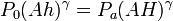 P_0(A h)^\gamma = P_a (AH)^\gamma\,