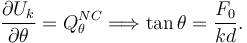 
\dfrac{\partial U_k}{\partial \theta} = Q^{NC}_{\theta} 
\Longrightarrow
\tan\theta = \dfrac{F_0}{kd}.
