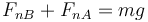 F_{nB}+F_{nA}=mg\,