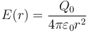 E(r) = \frac{Q_0}{4\pi\varepsilon_0 r^2}