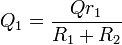 Q_1 = \frac{Qr_1}{R_1+R_2}