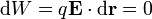 \mathrm{d}W=q\mathbf{E}\cdot\mathrm{d}\mathbf{r}=0