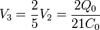 V_3 = \frac{2}{5}V_2=\frac{2Q_0}{21C_0}