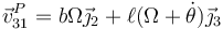 \vec{v}^P_{31}=b\Omega\vec{\jmath}_2+\ell(\Omega+\dot{\theta})\vec{\jmath}_3