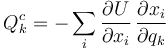 Q^c_k = -\sum_i \frac{\partial U}{\partial x_i}\,\frac{\partial x_i}{\partial q_k}