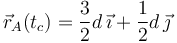 
\vec{r}_A(t_c) = \dfrac{3}{2}d\,\vec{\imath} + \dfrac{1}{2}d\,\vec{\jmath}
