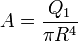 A = \frac{Q_1}{\pi R^4}