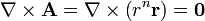 \nabla\times\mathbf{A}=\nabla\times\left(r^n\mathbf{r}\right) = \mathbf{0}