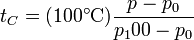t_C = (100^\circ\mathrm{C})\frac{p-p_0}{p_100-p_0}