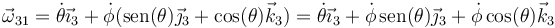 \vec{\omega}_{31}=\dot{\theta}\vec{\imath}_3+\dot{\phi}(\mathrm{sen}(\theta)\vec{\jmath}_3+\cos(\theta)\vec{k}_3)=\dot{\theta}\vec{\imath}_3+\dot{\phi}\,\mathrm{sen}(\theta)\vec{\jmath}_3+\dot{\phi}\cos(\theta)\vec{k}_3