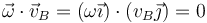 \vec{\omega}\cdot\vec{v}_B=(\omega\vec{\imath})\cdot(v_B\vec{\jmath})=0