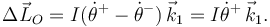 
\Delta\vec{L}_O = I(\dot{\theta}^+ -\dot{\theta}^-)\,\vec{k}_1 =
I\dot{\theta}^+\,\vec{k}_1.
