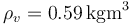 \rho_v=0.59\,\mathrm{kg}⁄\mathrm{m}^3