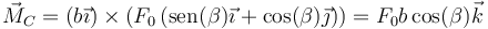 \vec{M}_C = (b\vec{\imath})\times\left( F_0\left(\mathrm{sen}(\beta)\vec{\imath}+\cos(\beta)\vec{\jmath}\right)\right)=F_0b\cos(\beta)\vec{k}